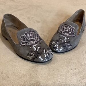Donald Pliner Suede Floral Embellishment Flats HIRO Ballet Flat,‎ Size US 6.5